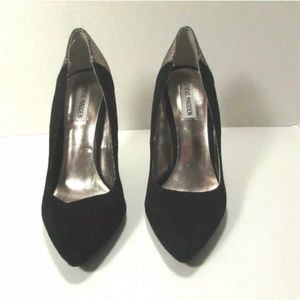 Steve Madden Leather Black & Sparkle Gold High Heel Pumps Size US 8.5 M